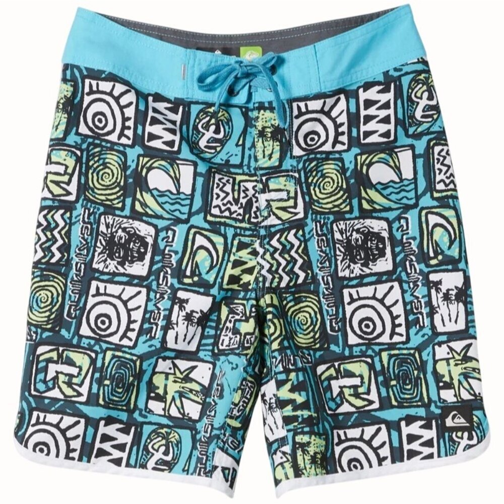 Quiksilver Boys Youth Everyday Scallop 17 Boardshorts Big Kids Blue NEW 29/14